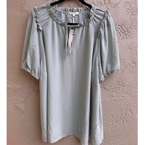 Pleione Anthropologie Mint Ruffle Blouse Feminine Pastel Romantic Cottage